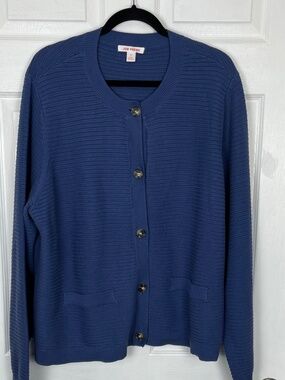JOE FRESH 100% Cotton Blue Cardigan Button Front Size 1X